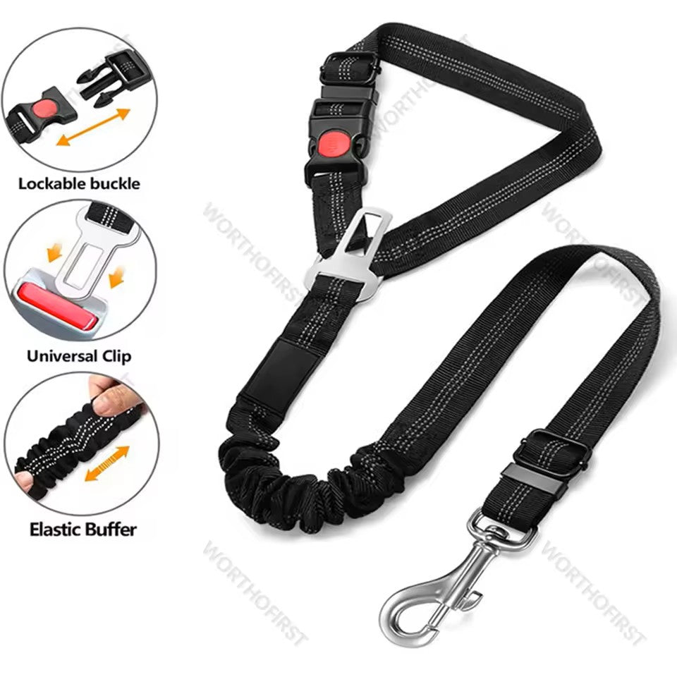 2-in-1 Dog Seat Belt & Leash β Travel Safely with Your Pet!