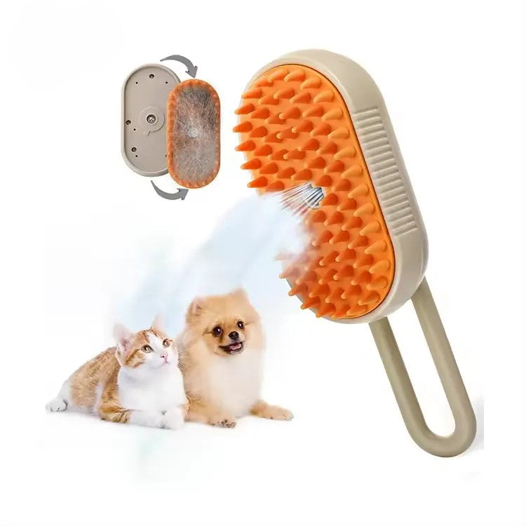 3-in-1 Electric Self-Cleaning Pet Hair Massage Brush with Mist Spray