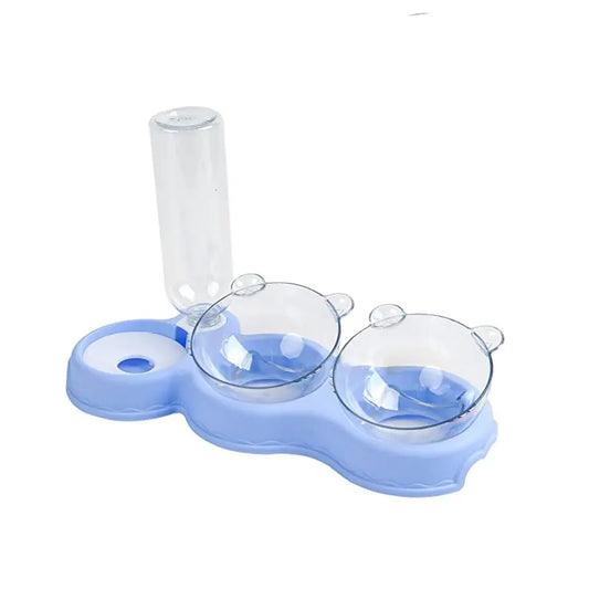 3-in-1 Cat & Dog Bowl – Food, Water & Automatic Drinking Fountain