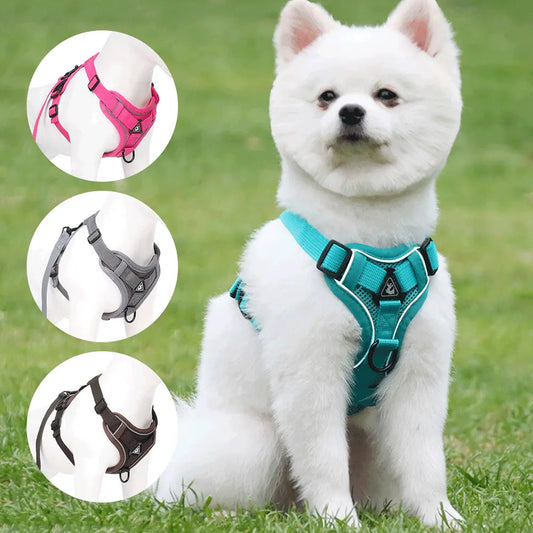 Adjustable No-Pull Reflective Dog Harness – Padded & Front-Clip Design