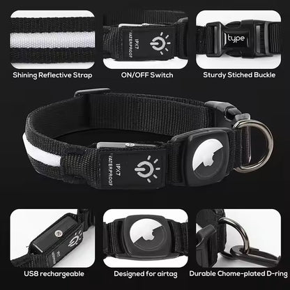 LED Dog Leash with AirTag Holder – Light the Way & Track with Ease!