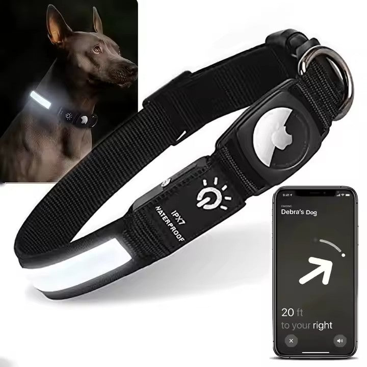 LED Dog Leash with AirTag Holder – Light the Way & Track with Ease!