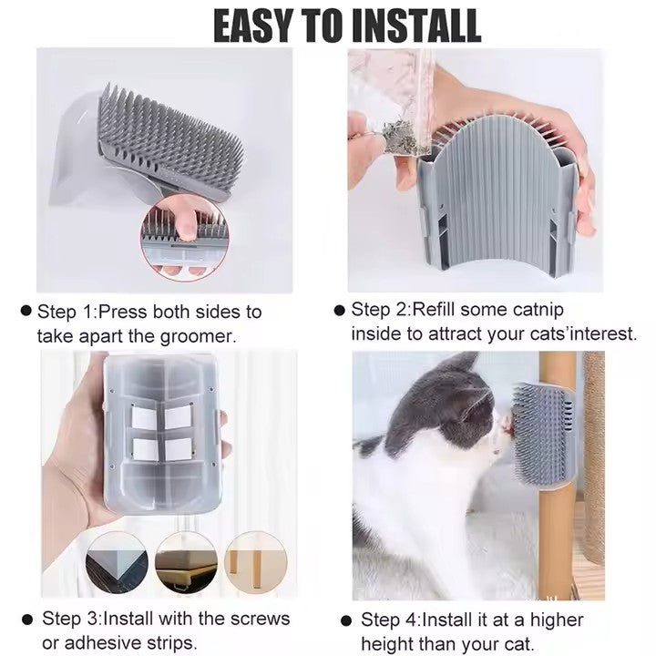 Petsi Cat Corner Massage Groomer & Self-Grooming Brush with Catnip