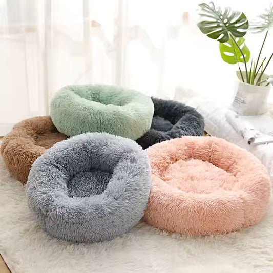 Super Soft Washable Plush Donut Pet Bed – Ultimate Comfort for Dogs & Cats!